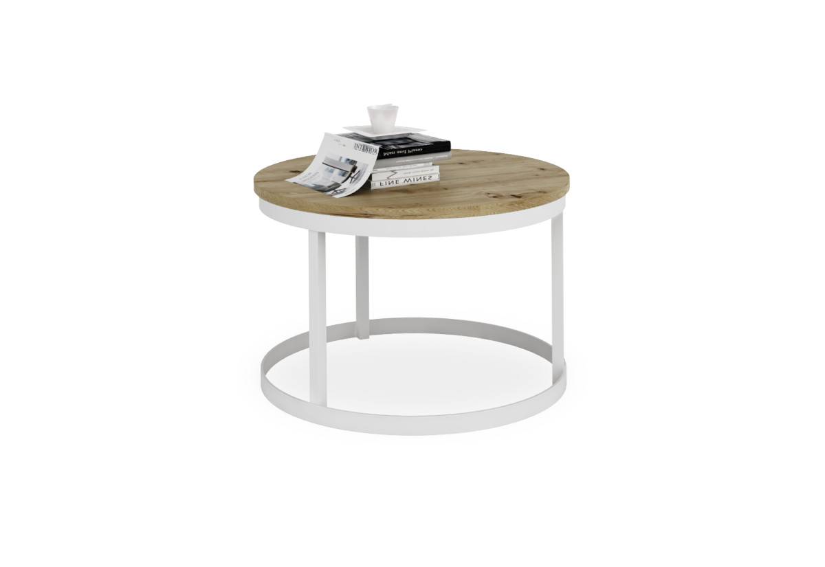 Supermobel Konferenční stolek RINEN, 55x36x55, bílá/dub artisan