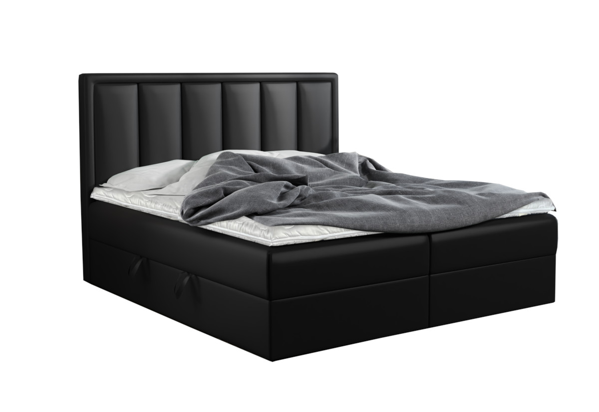 Supermobel Čalouněná boxspring postel VOXI, 140x200, ekokůže černá