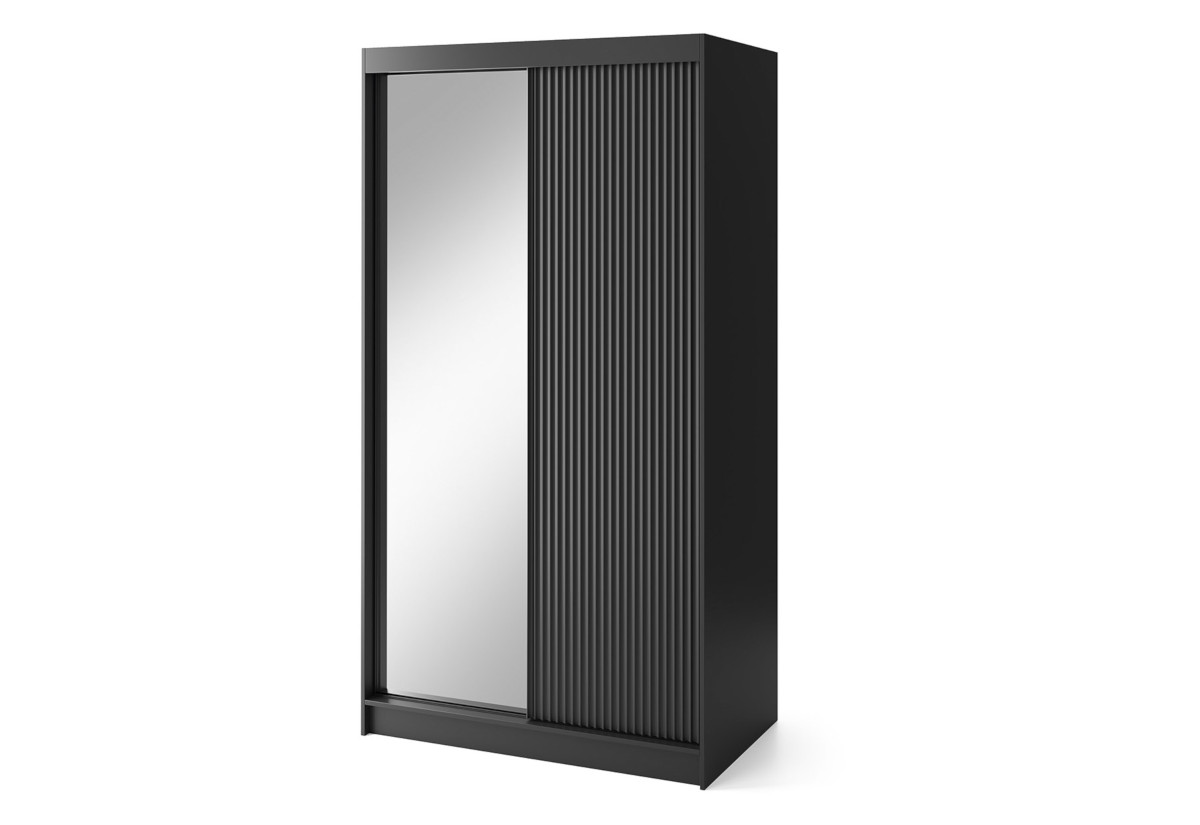 Supermobel Posuvná šatní skříň PRESCCO II se zrcadlem, 120x220x60, černá