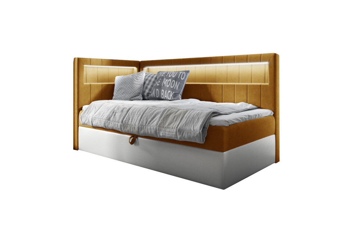 Supermobel Čalouněná postel GOLD 3 + topper, 80x200, fresh 37, levá