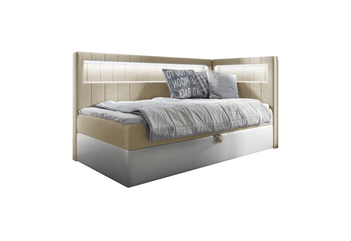 Supermobel Čalouněná postel GOLD 3 + topper, 80x200, fresh 1, pravá