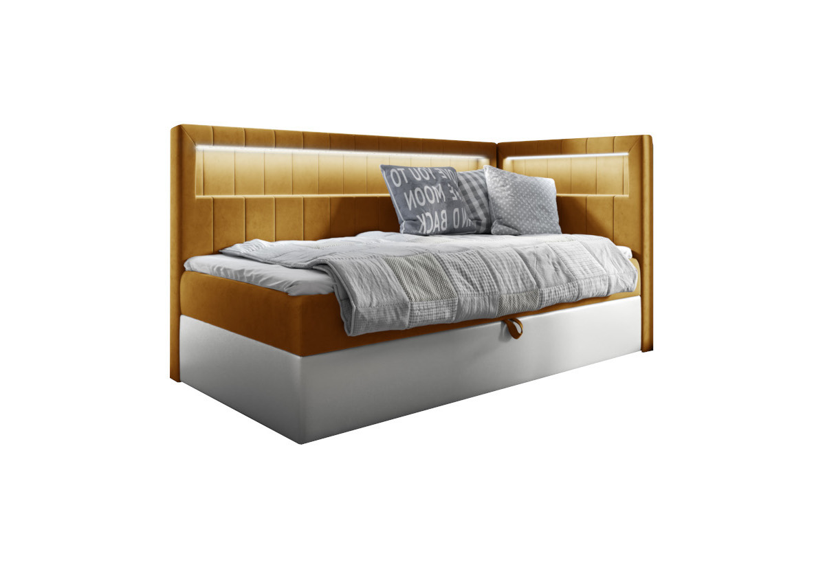 Supermobel Čalouněná postel GOLD 3 + topper, 100x200, fresh 37, pravá
