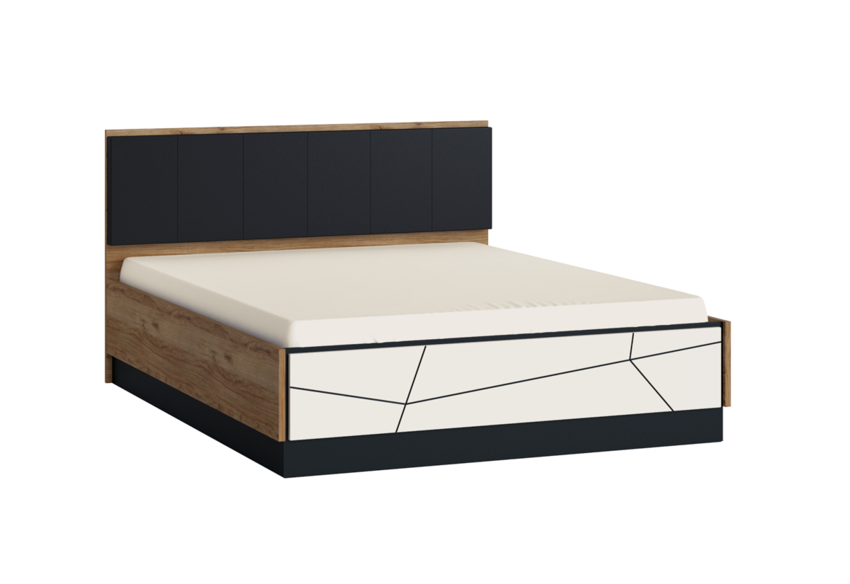 Supermobel Manželská postel BROLO, 160x200, dub catania/bílá lesk/černá