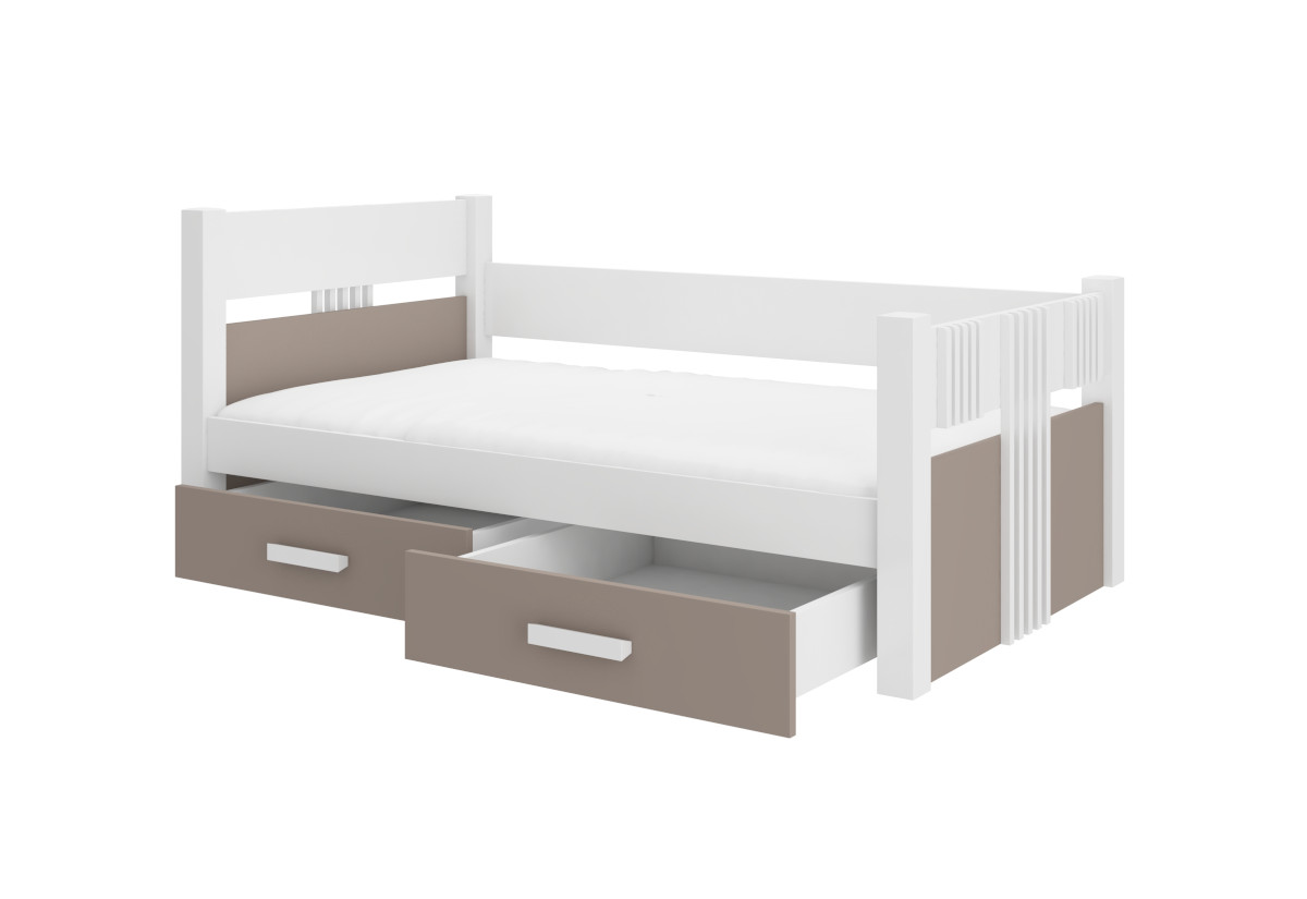 Supermobel Dětská postel BIBI + matrace, 80x180, bílá/frufla
