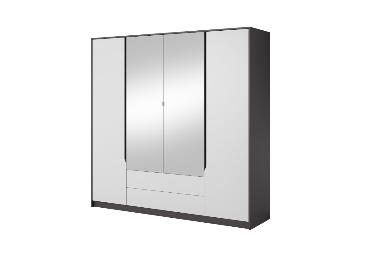 Supermobel Šatní skříň SEGA, 200x202x57, bílá mat/šedý grafit