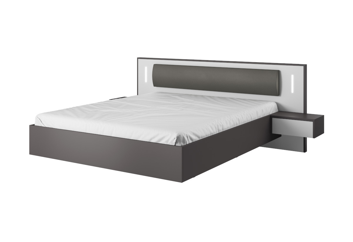 Supermobel Manželská postel SEGA, 160x200, bílá mat/šedý grafit