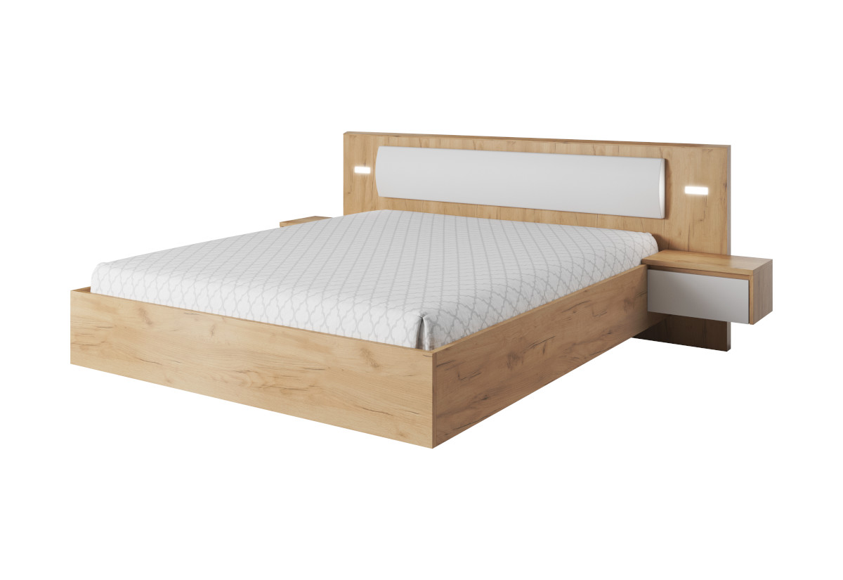 Supermobel Manželská postel XELO, 160x200, dub craft zlatý/bílá
