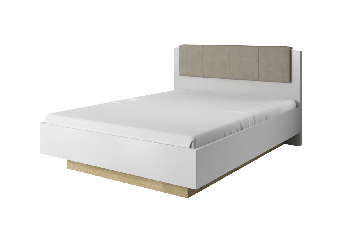 Supermobel Manželská postel ARCO, 160x200, bílá lesk/dub grandson