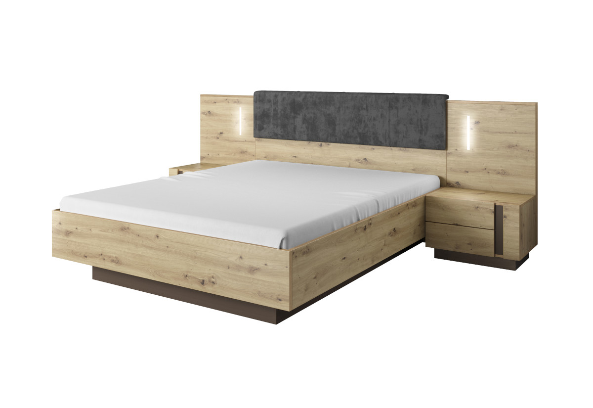 Supermobel Manželská postel ARCO s nočními stolky, 160x200, dub artisan/grafit