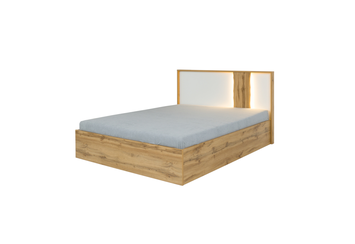 Supermobel Manželská postel WOOD, 160x200, dub wotan/bílá