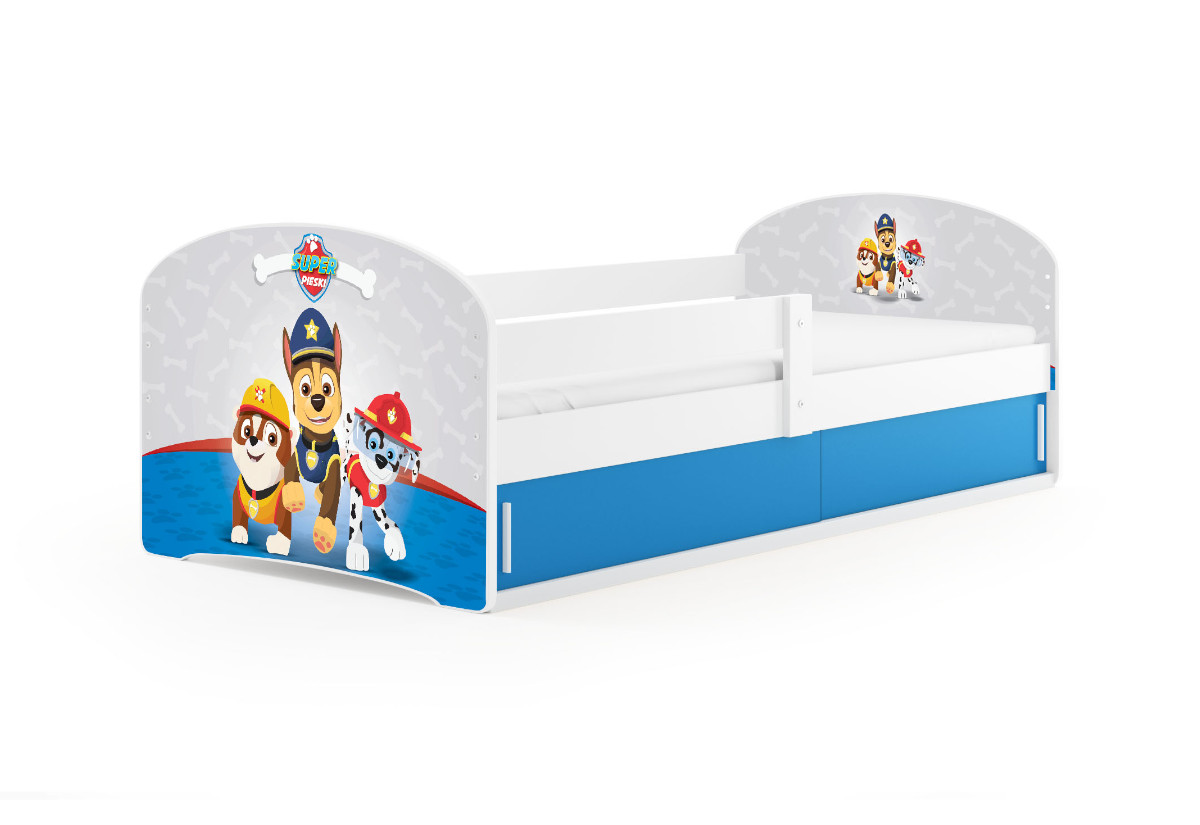 Supermobel Dětská postel LUKI 1 s matrací, 80x160, tlapková patrola