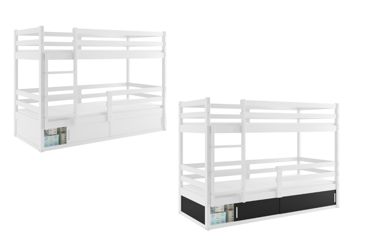 Supermobel Dětská patrová postel BINGO s matracemi, 80x190, bílá