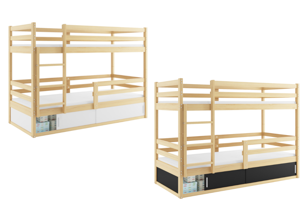 Supermobel Dětská patrová postel BINGO s matracemi, 80x190, borovice