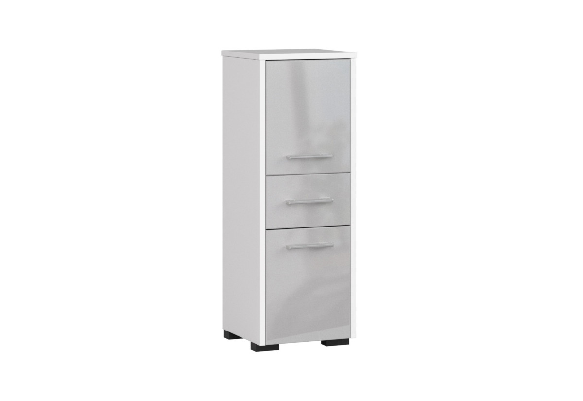 Supermobel Koupelnová skříňka FIN 2D 1SZ, 30x85x30, bílá/šedá lesk